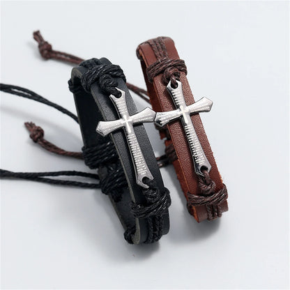 Men’s Cross Leather Bracelet – A Stylish Symbol of Faith