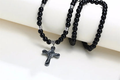 Men's Black Rosary Necklace with Cross – Bold Catholic Jewelry