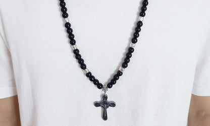 Men's Black Rosary Necklace with Cross – Bold Catholic Jewelry