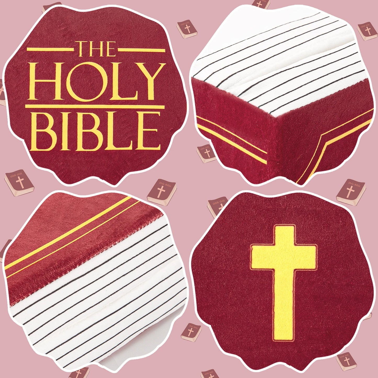 Bible Pillow Toy – Soft Christian Pillow with Openable Holy Bible Design