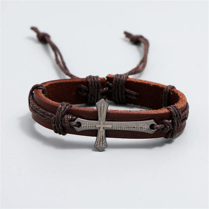 Men’s Cross Leather Bracelet – A Stylish Symbol of Faith